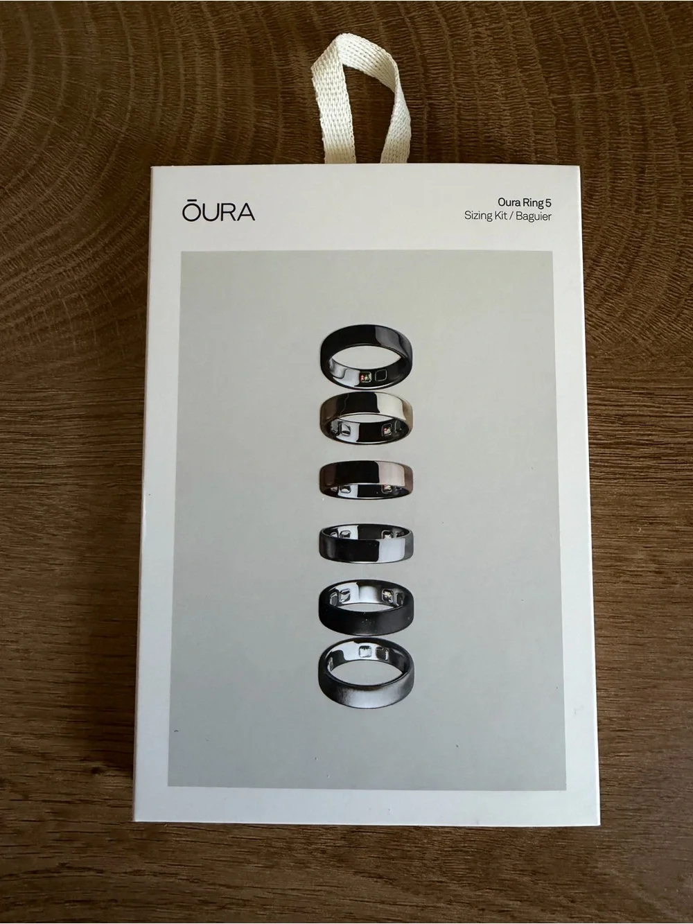 Oura Ring Sizing Kit - White with Silver and Black Ring Images